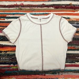Garage Crop Top with brown lines! Stretchy material and super comfy!